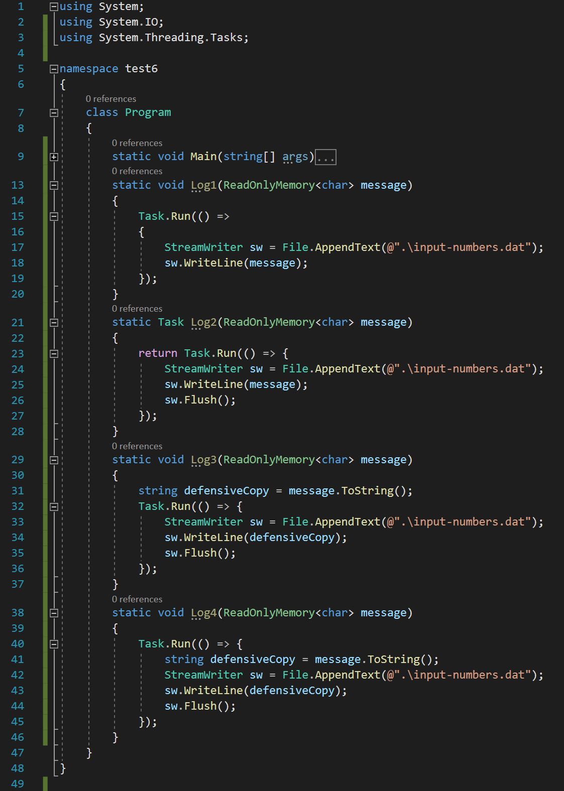 โค้ดแสดง method  Log แบบต่าง ๆ